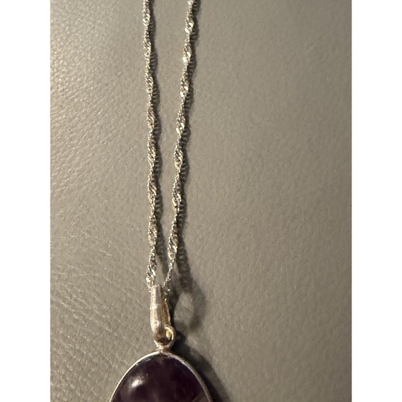 Chevron Amethyst 925 Sterling Silver Pendant Jewelry  Necklace 18" Chain #363 - Picture 3 of 5